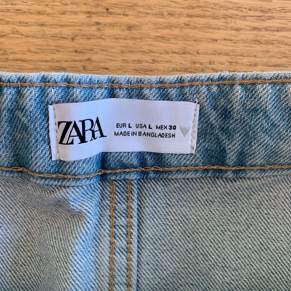 Zara Cropped Distressed Denim Top Spaghetti Strap Blue Women’s Large NWT - Picture 5 of 6